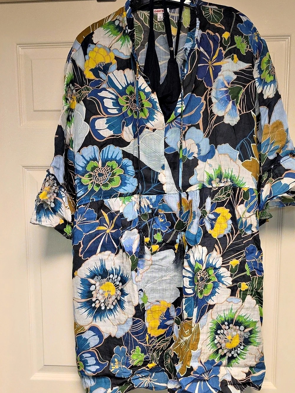 Johnny Was Floral Tunic Blue & Black Size XL